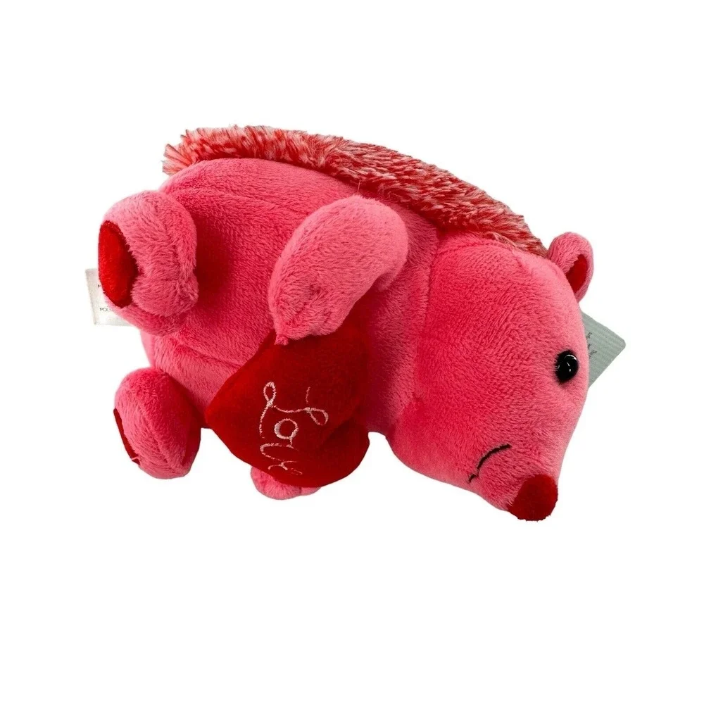 Animal Adventure Pink Hedgehog Plush Toy Holding Red Heart Valentine Porcupine‎